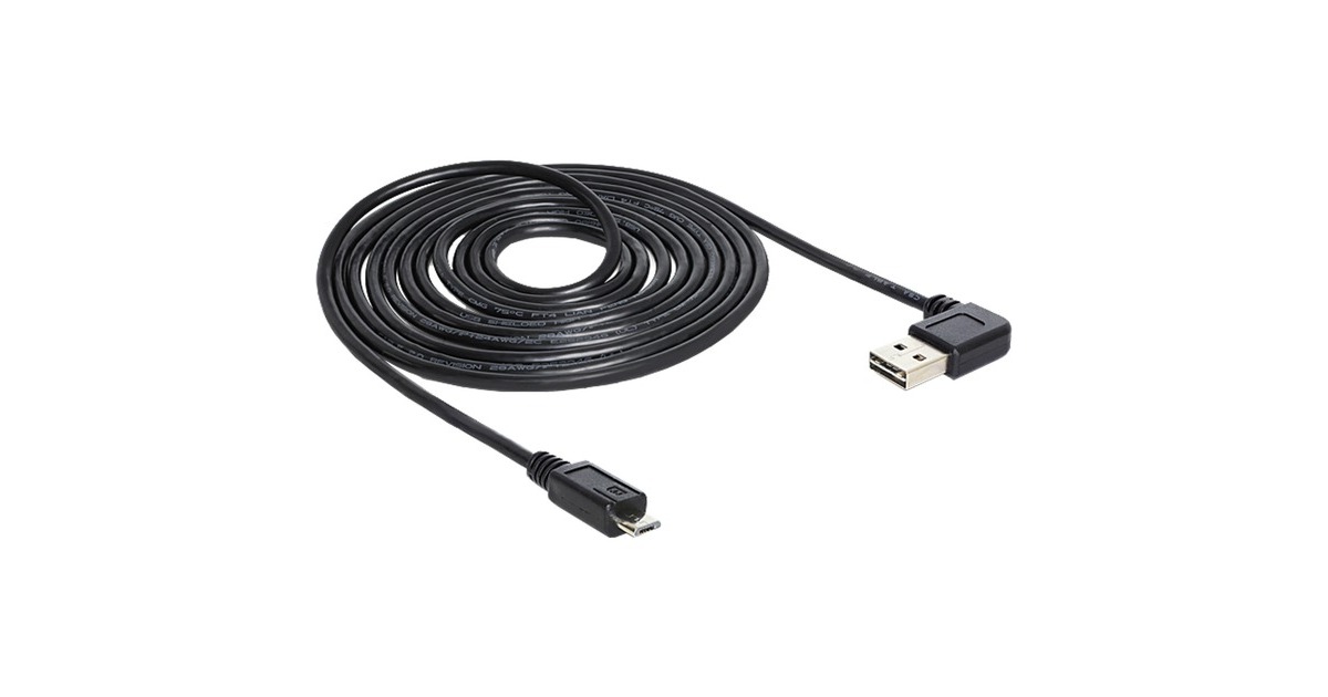 DeLOCKUSB 2.0 male left/right > micro-B, 3m kabel  (Zwart, 83384)