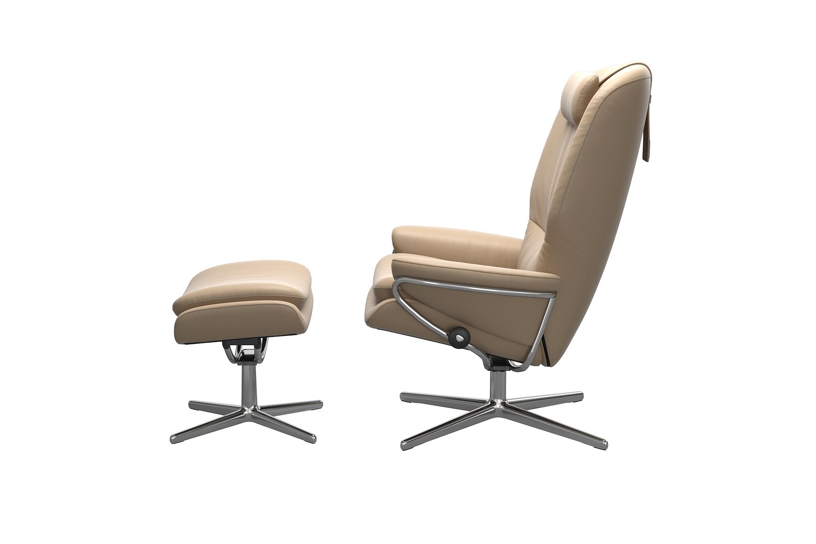 Rome lenestol m/krakk Hud Paloma Beige - Cross - Chrome