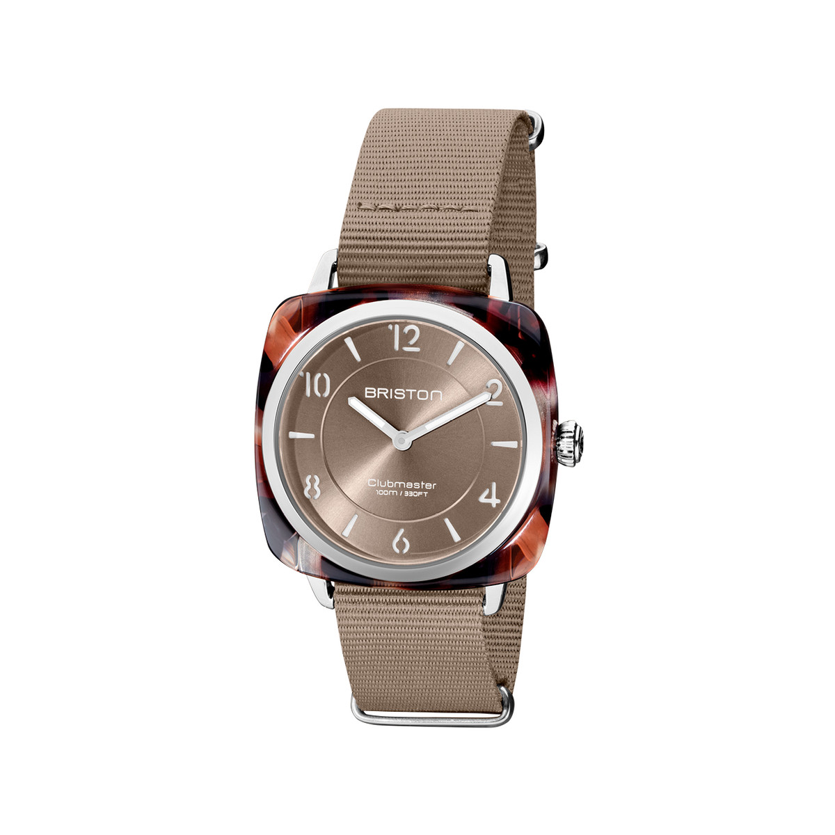 Montre BRISTON clubmaster chic femme bracelet tissu taupe