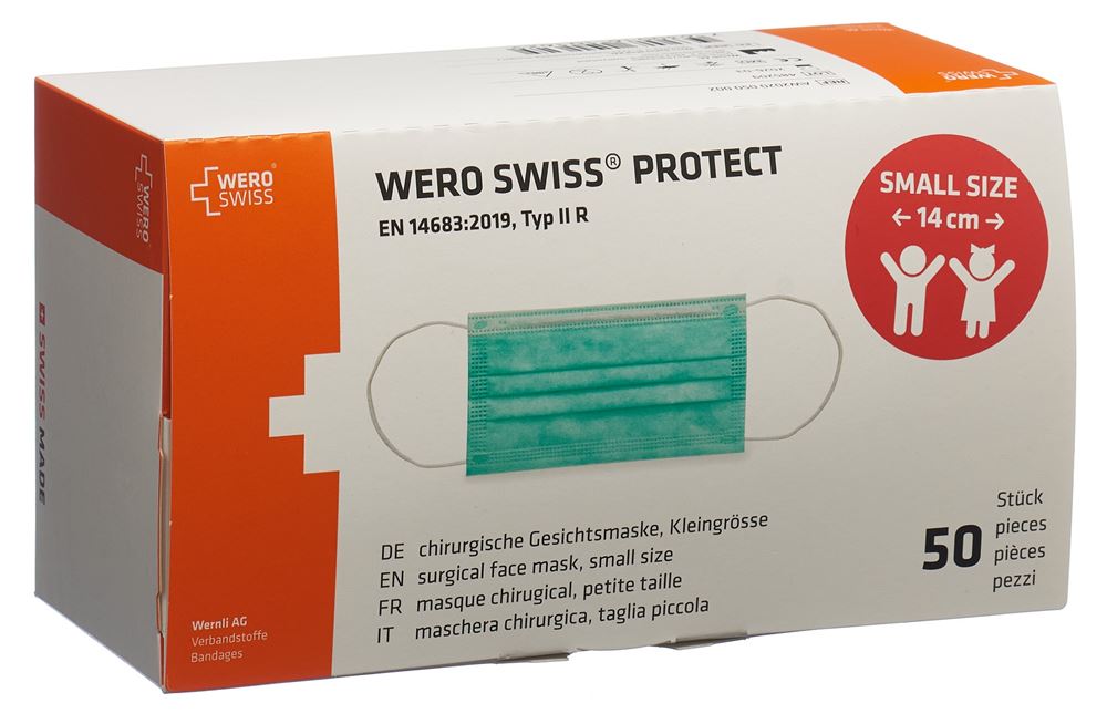WERO SWISS Protect Maske Typ IIR<br>50 Stück, Box, Small Size