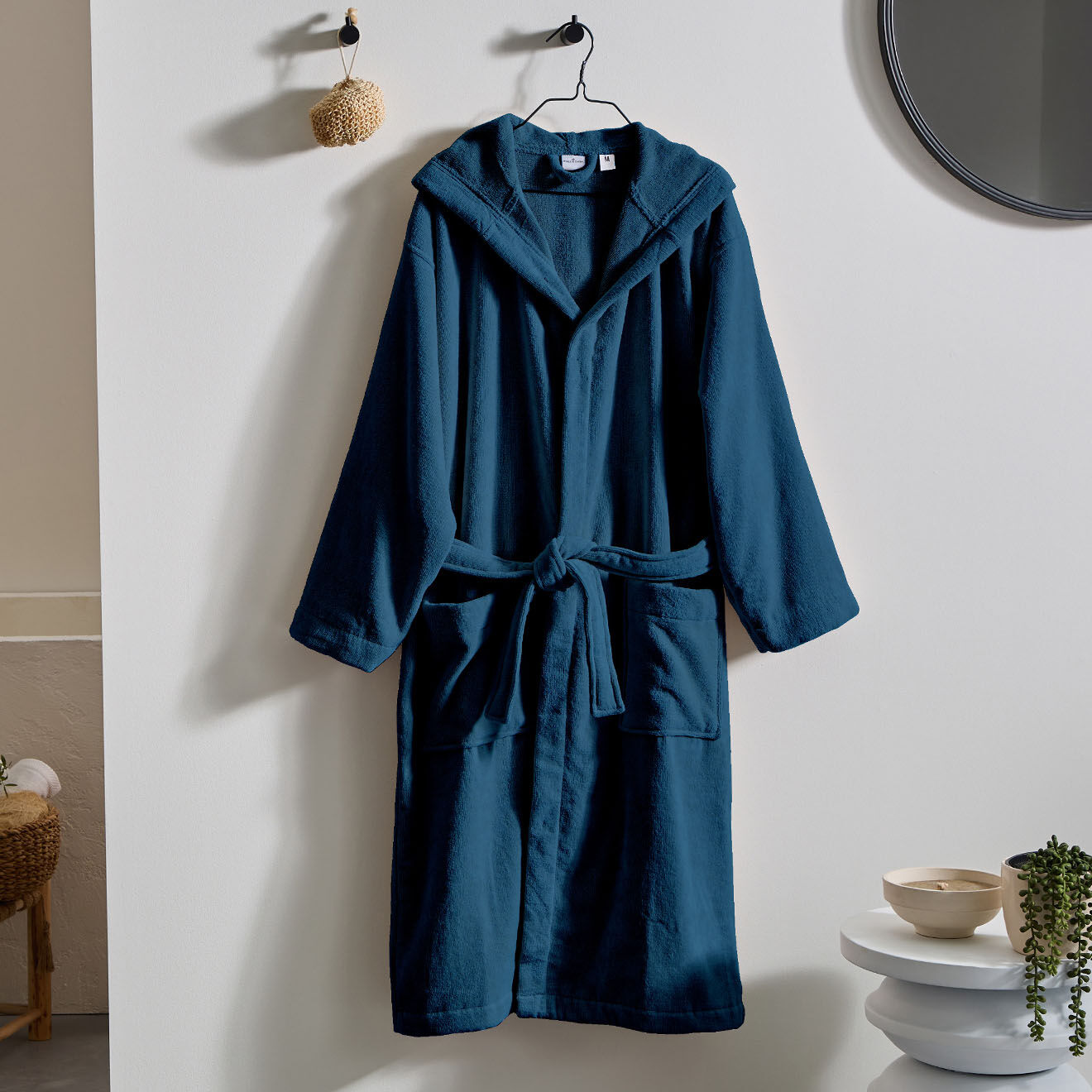 Soft by Perle de Coton Peignoir à Capuche bleu jean