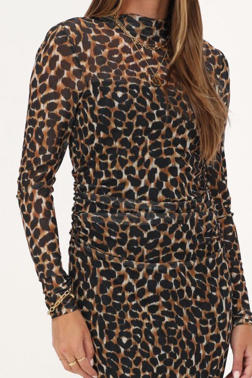 Mesh jurk met donkere panterprint