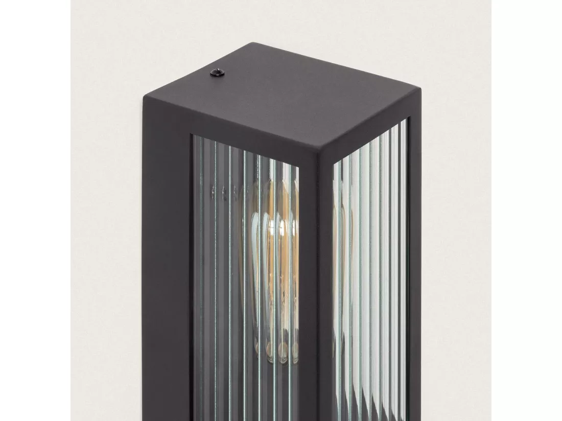 Applique Murale Extérieure Acier Inoxydable et Verre Texturé avec Détecteur de Mouvement Gakom Noir