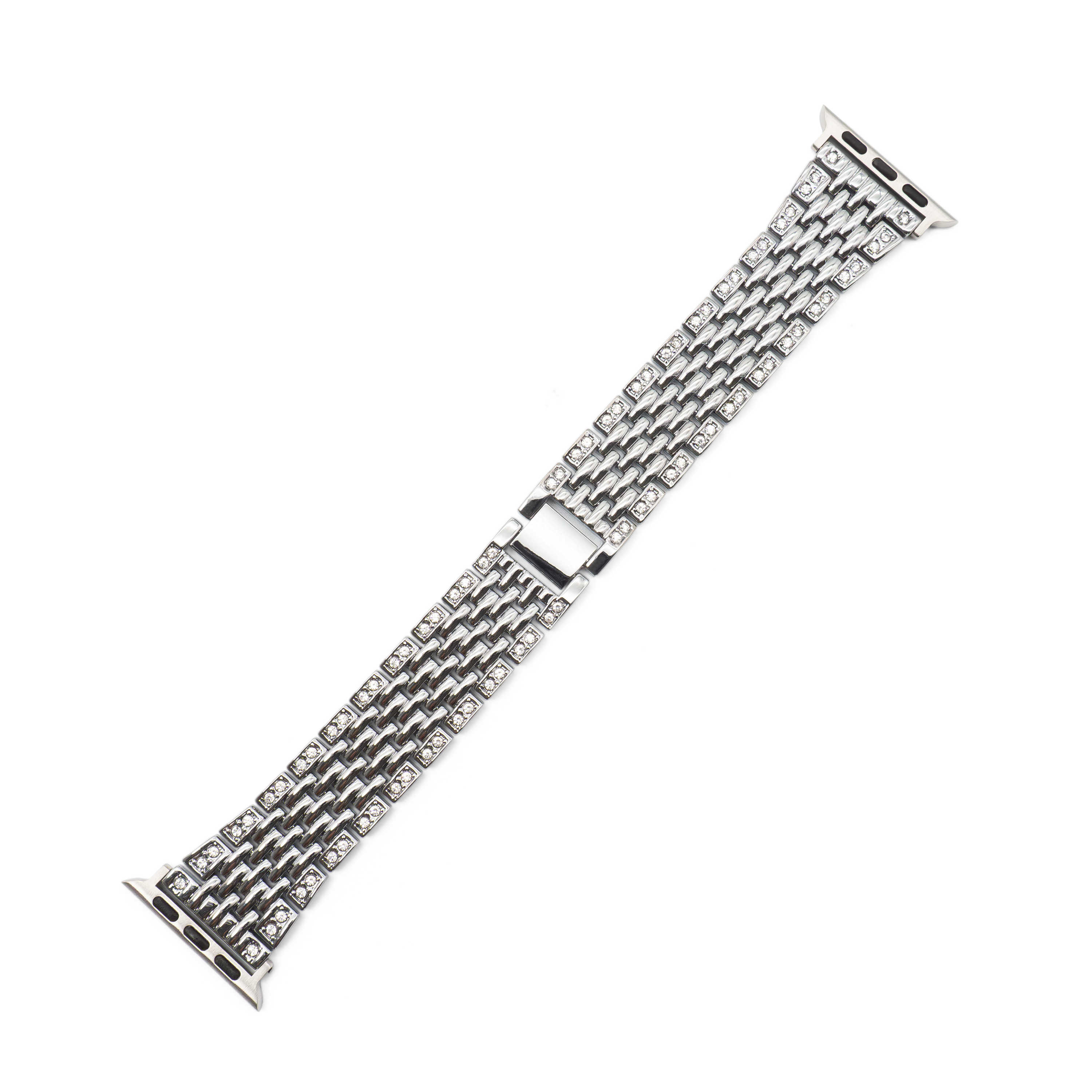 Apple Watch (42/41/40/38 mm) Edelstahl Schmuckarmband mit Glitzersteinen - Silber