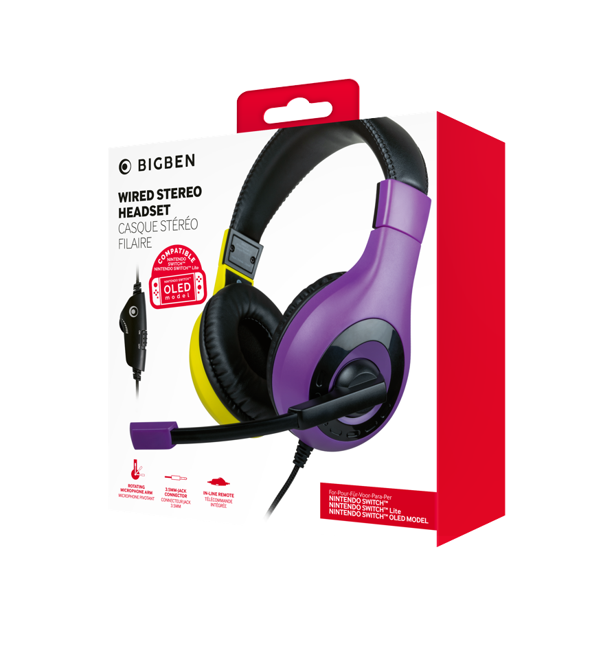BigBen Interactive Stereo Gaming Headset V1 - Purple + Yellow (Switch)