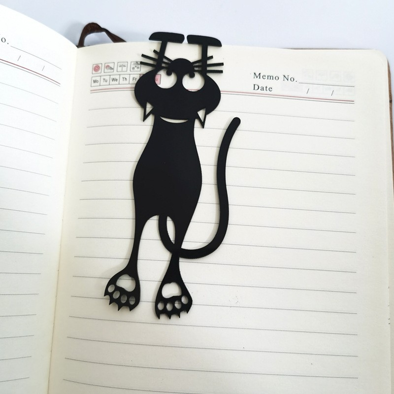 (2er Set) Kunststoff Buch Lesezeichen Katze Seiten Markierungen - Schwarz