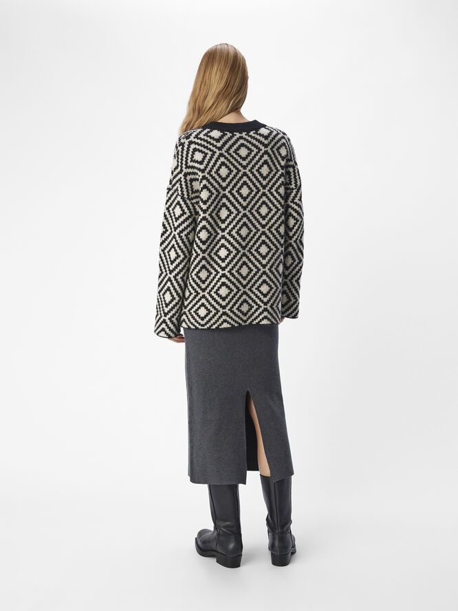Object OBJDIANA LO L/S KNIT PULLOVER NOOS Black/sandshell multi col