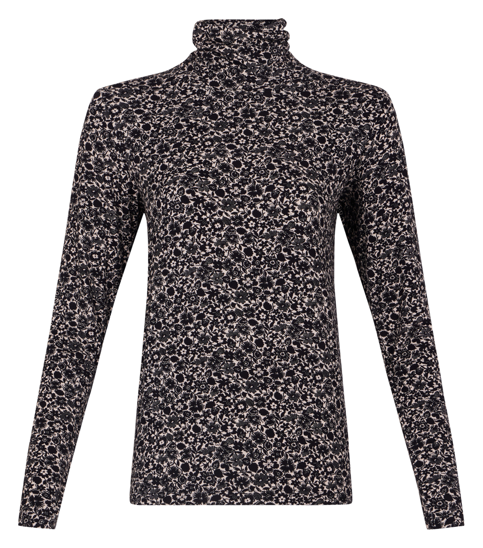 AURELIE - Tee-shirt col montant imprimé | Noir
