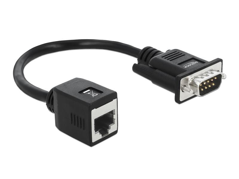 Delock Netzwerk-Adapter RS232/422/485 - LAN Buchse Seriell Delock Seriell RS-232/422/485 Adapter DB9 Stecker zu RJ45 Buchse