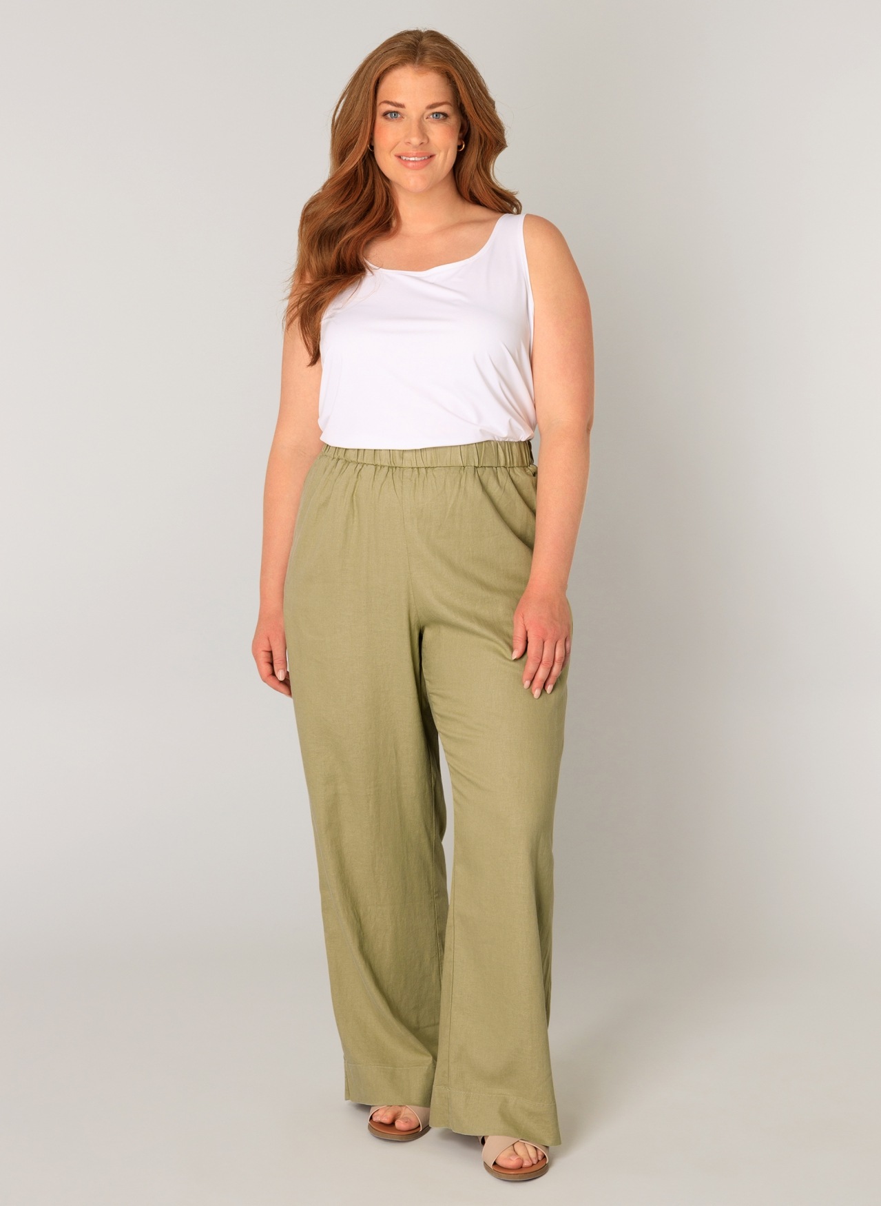 Base Level Curvy Leinenhose »Yula«  Sommerhose, Leinen-Viskose-Mix, mit elastischem Bund