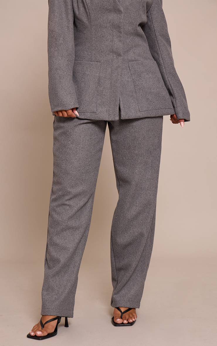 Charbon Pantalon Large Effet Laine Coupe Sculptante
