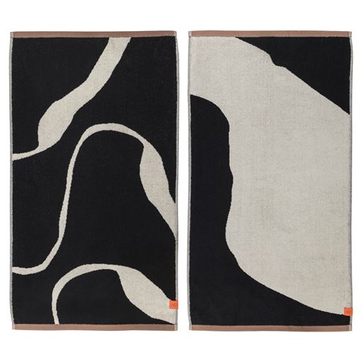 Mette Ditmer Nova Arte 2-pak Håndklæder, Black/Offwhite, 50x90 cm