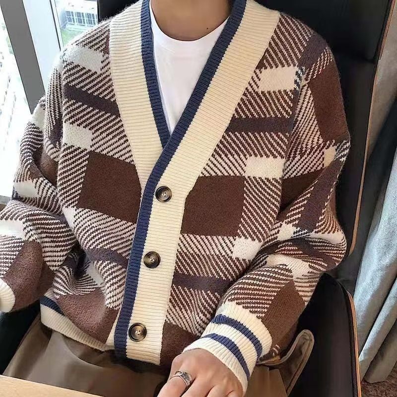 Femilina - V-hals geruite cardigan