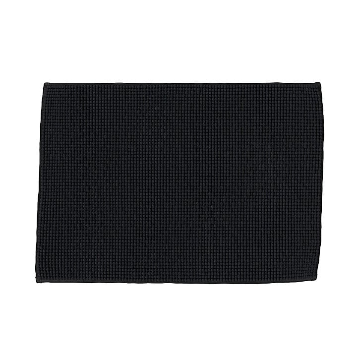 Tapis de bain rectangulaire GoodHome Kina coloris noir en polyester L.70 x l.50 cm