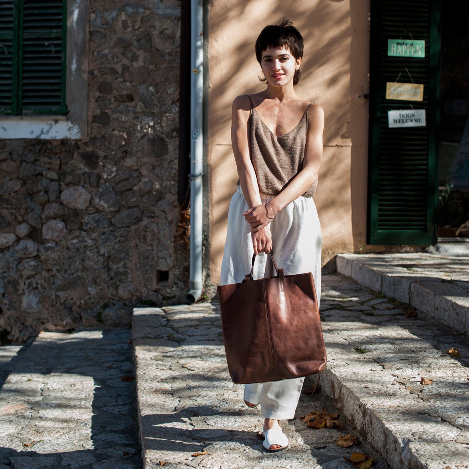 Straps Tote Bag Dark Brown
