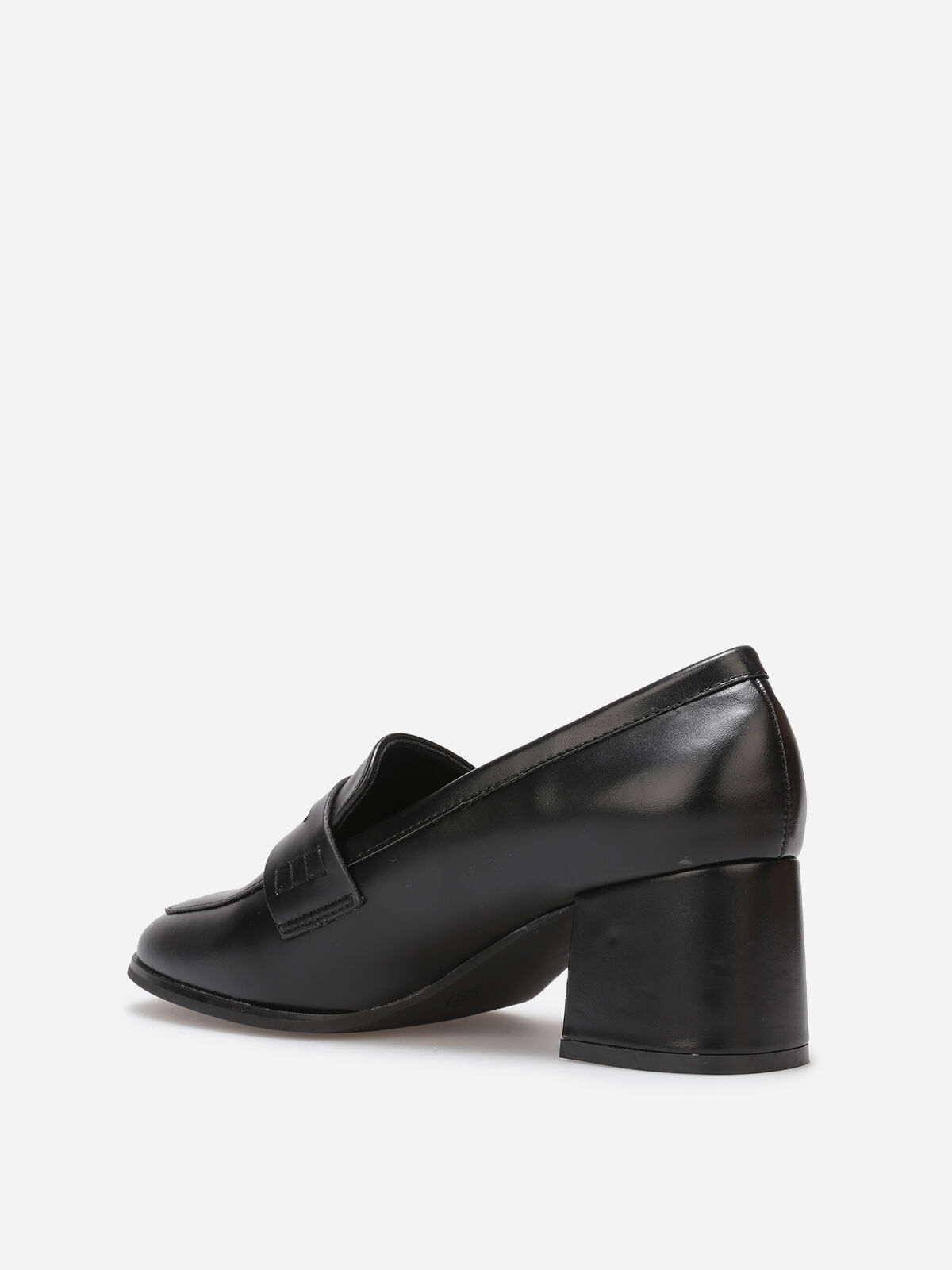 Mocassins à talon et surpiqûres- Noir