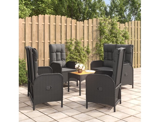 LES TENDANCES - Ensemble table et chaises de jardin-noir-6 places-491218