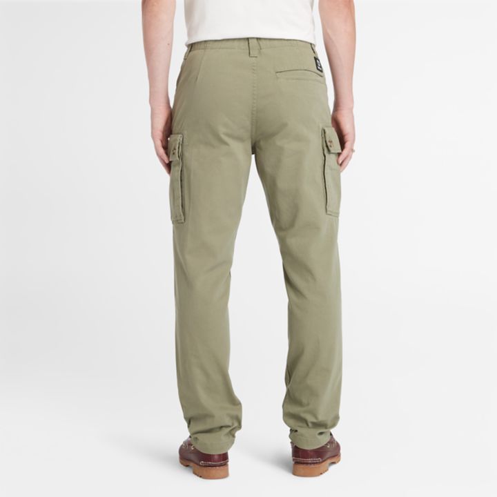 Pantalon cargo en sergé pour homme en vert