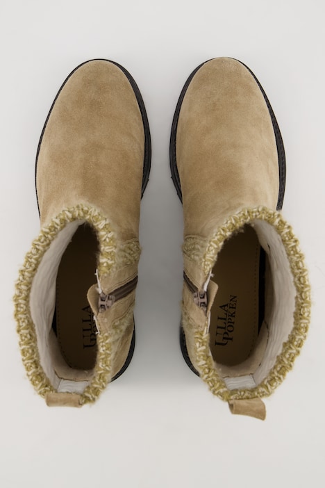 Chelsea-Boots, Leder, Melangesstrick, Weite H