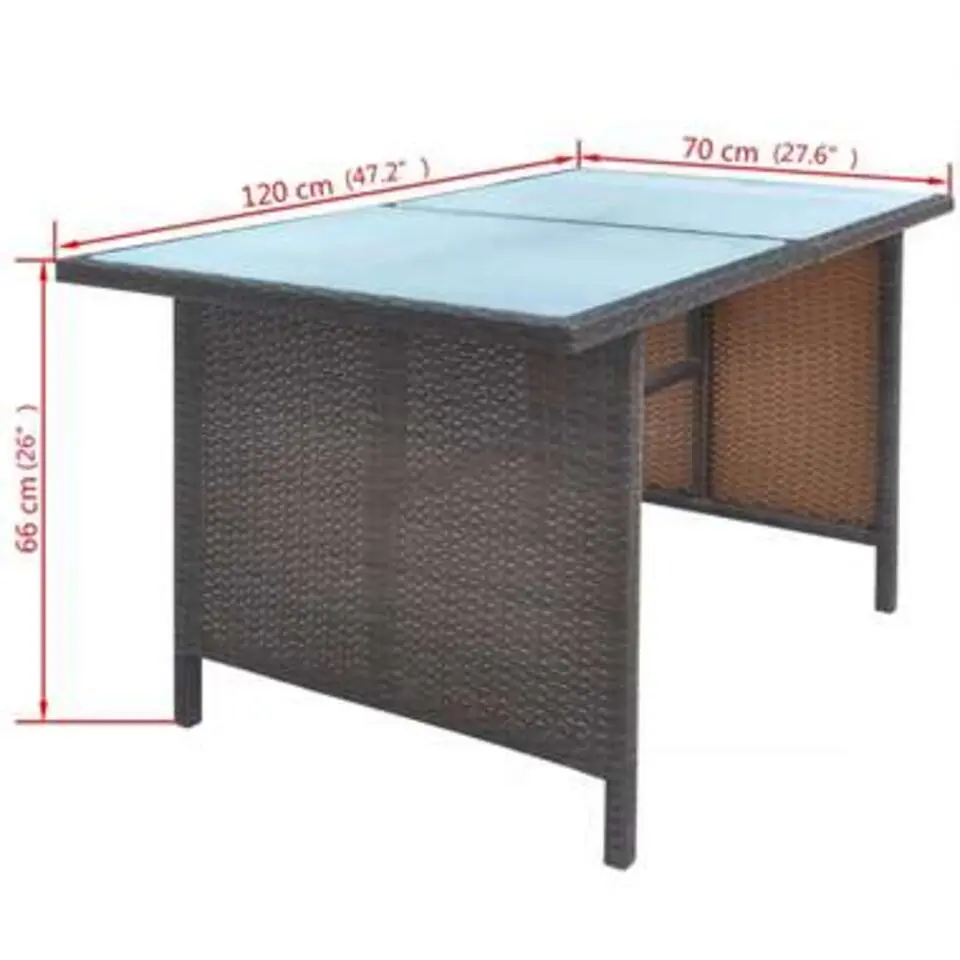 vidaXL - Tuintafel En Stoel - Bruin - Poly rattan