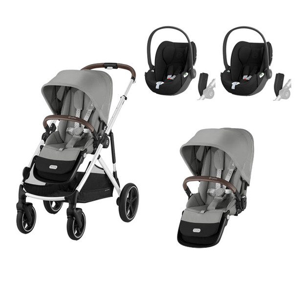 Poussette Jumeaux Gazelle S SLV Stone Grey + 2 Cloud T Sepia Black - CYBEX