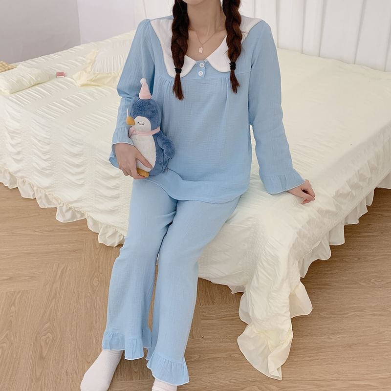 Siensien - Bijpassende pyjamaset voor koppels: top met lange mouwen + broek