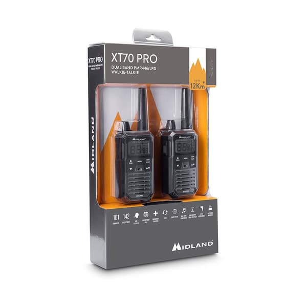 MIDLAND Walkie Talkie XT70 Pro Duo Svart/Mørkegrå