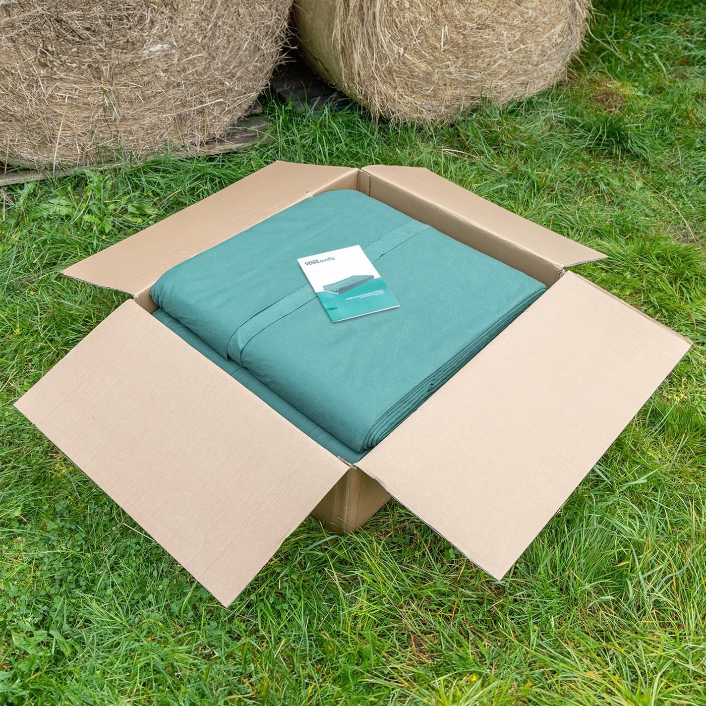 VOSS.farming Heuvlies 9,8 x 12,5m, Strohvlies, Strohballenschutz, Rundballen-Vlies 140g/m²