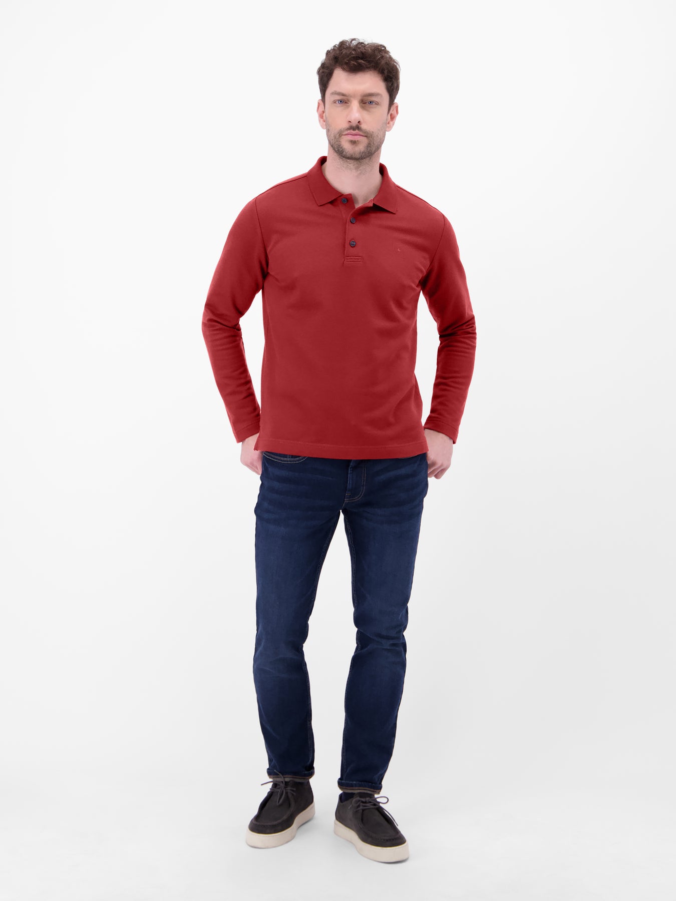Langarm-Poloshirt, sportiv und modisch