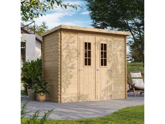 TIMBELA M310C+M310G Abri de jardin en bois AVEC SOL TRAITÉ - l239xL142xH200cm/2.63 m2
