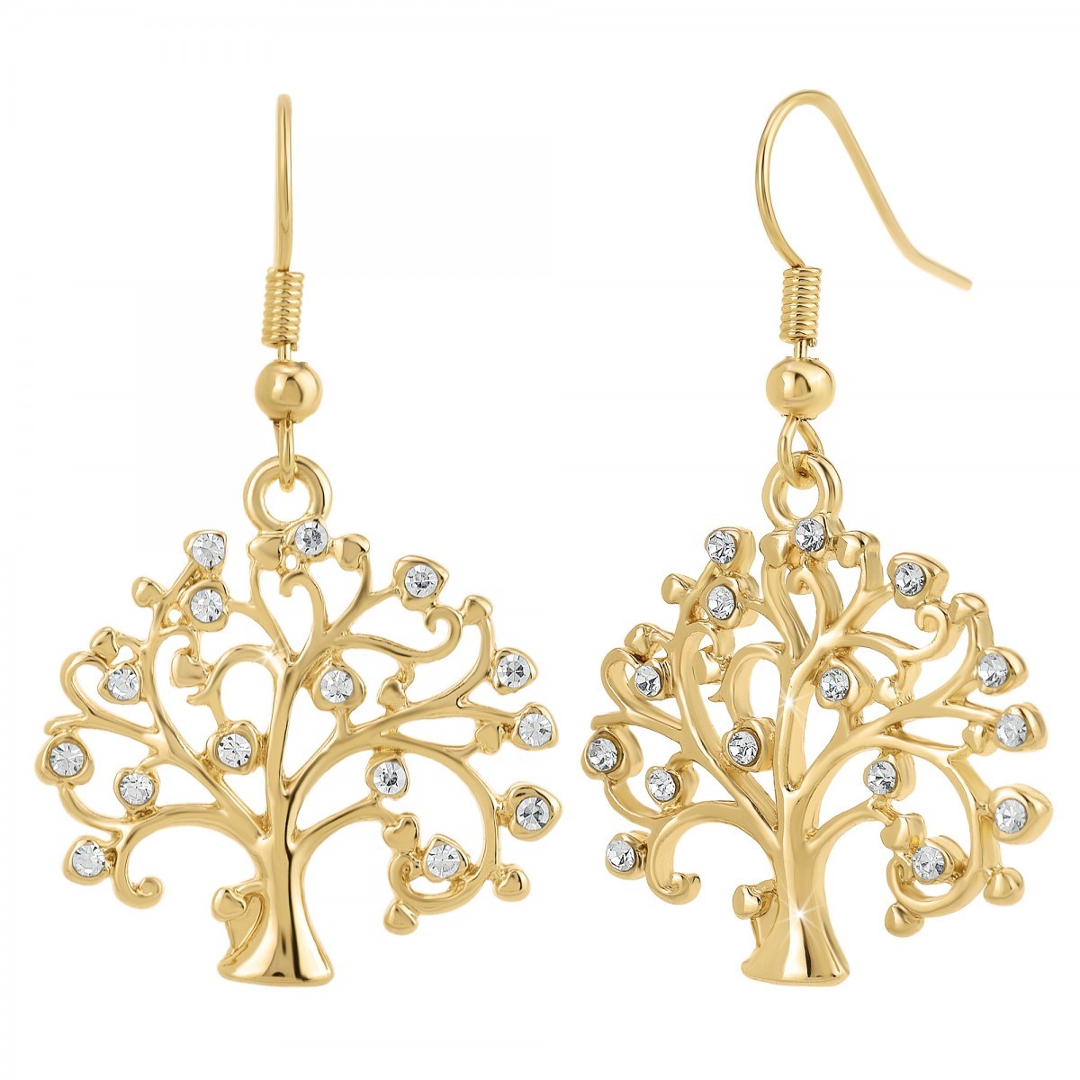 Boucles d'oreilles arbre de vie ornées de Cristaux scintillants par SC Bohème