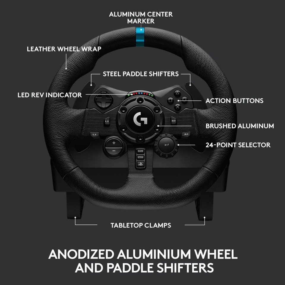 Logitech - G923 Racing Wheel and Pedals & Logitech - Driving Force Shifter for PS5, PS4 and PC - USB - Bundle