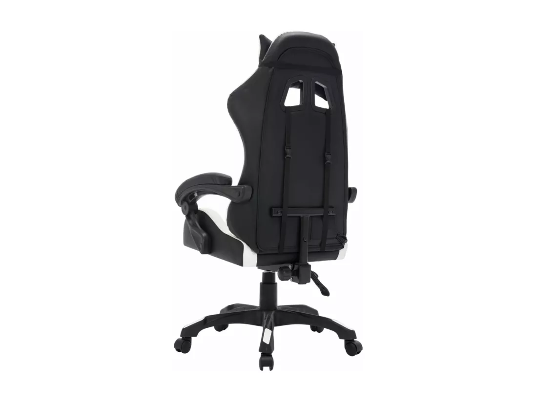 Fauteuil de jeux vidéo avec LED RVB Blanc et noir Similicuir
