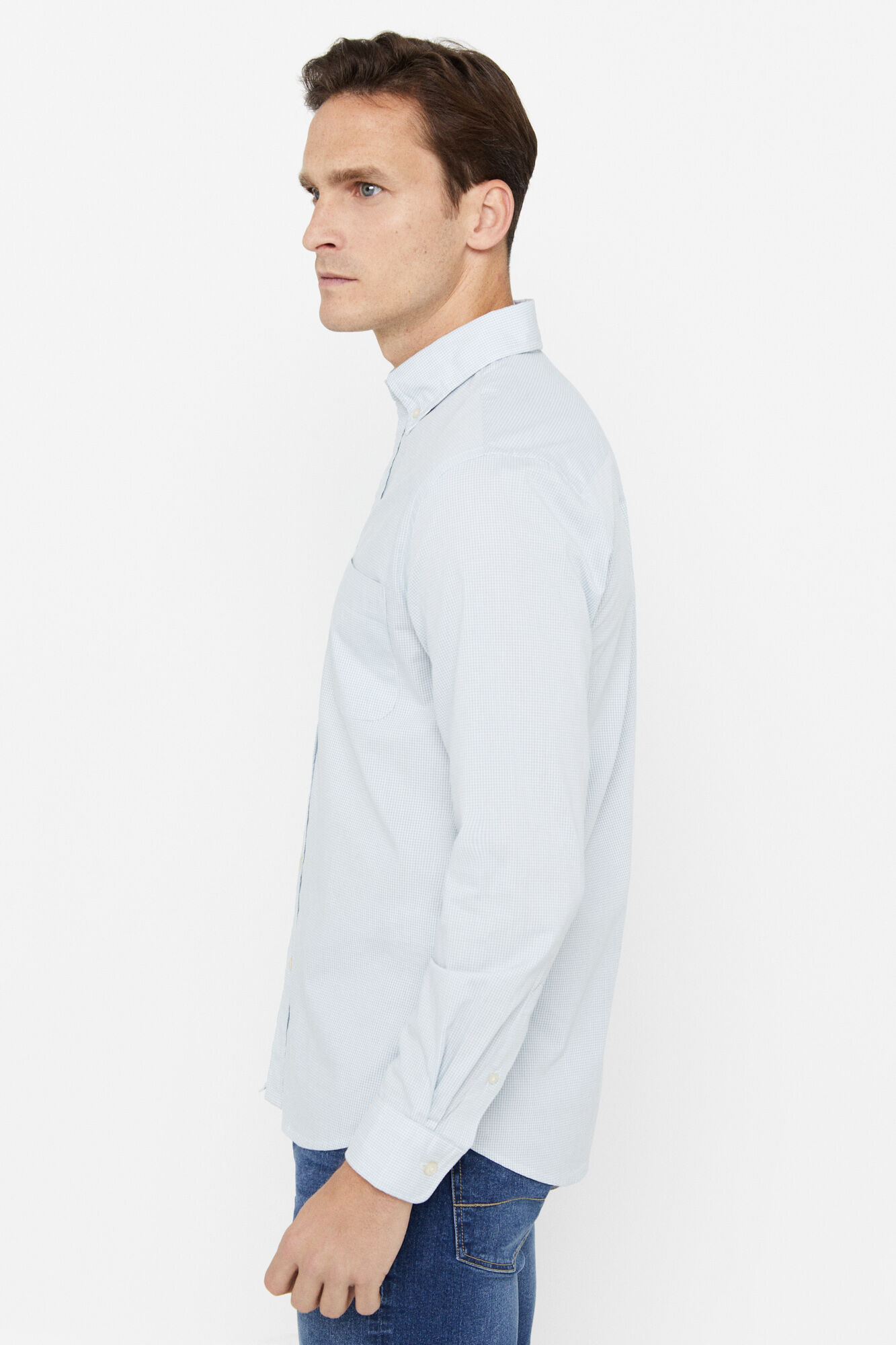 Camisa xadrez micro-verniz de fácil passagem - Verde