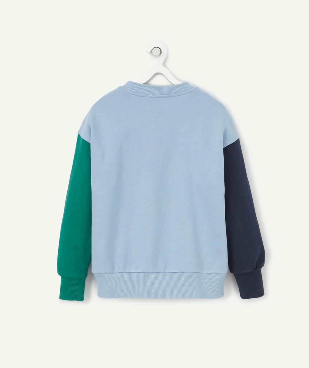 SWEAT GARÇON EN FIBRES RECYCLÉES COLORBLOCK ET PATCH DAMIER