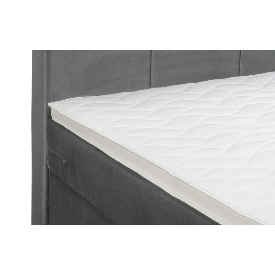 Boxspring met opbergruimte en voetbord Liv geblokt - grijs - 160x200cm