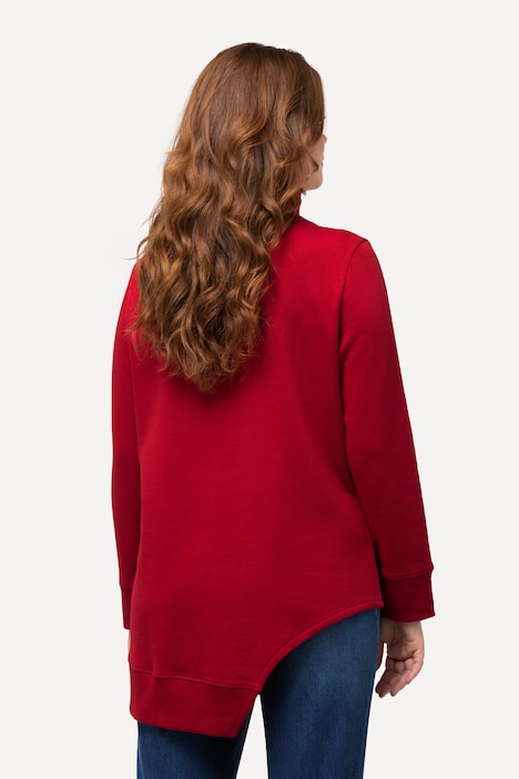 Long-Sweatshirt, Cut-Out, Stehkragen, Langarm, Biobaumwolle