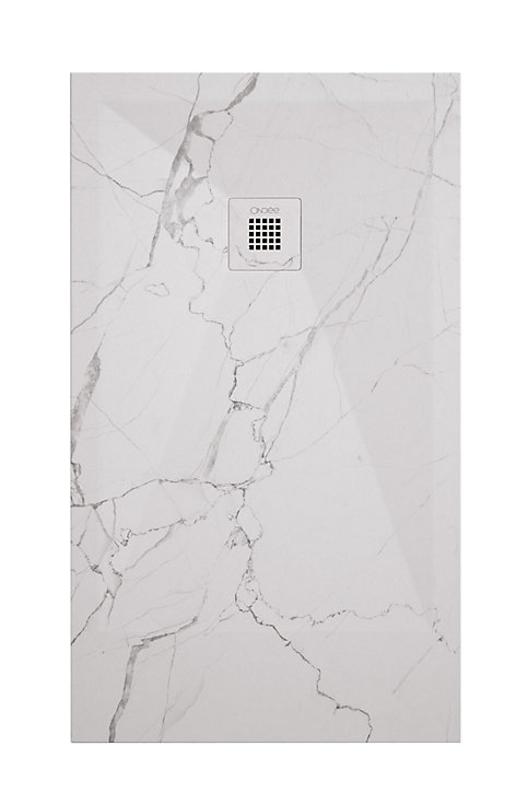 Receveur de douche 80x120 cm extra plat, résine et minéral, marbre blanc, Ayor Bathroom Nola