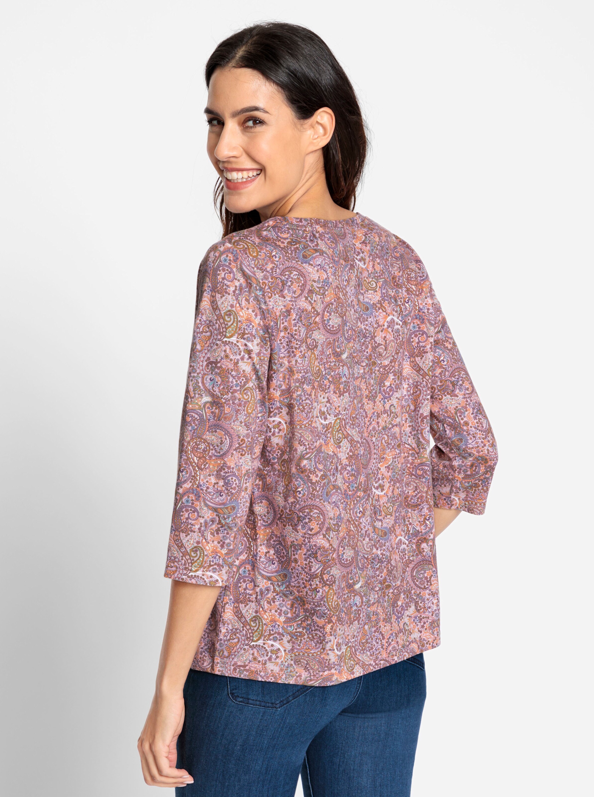 Shirt in hortensie-cognac-bedruckt