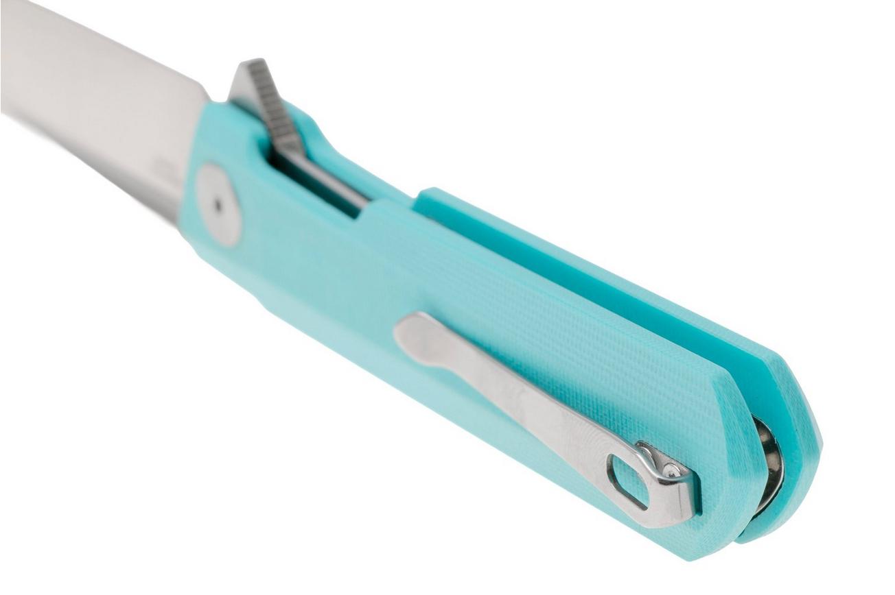 Bestechman Dundee Sheepsfoot BMK09B Satin D2, Seafoam G10, zakmes