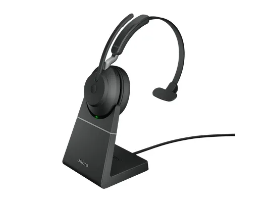 Jabra Evolve2 65 MS Stereo - Headset - på øret - Bluetooth - trådløs - USB-A - støjisolerende - sort - med opladningsstander - Certified for Microsoft Teams