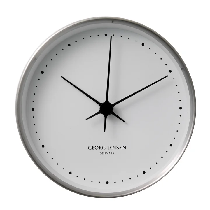 Georg Jensen - Henning Koppel Wanduhr Ø 10 cm, Edelstahl / weiss