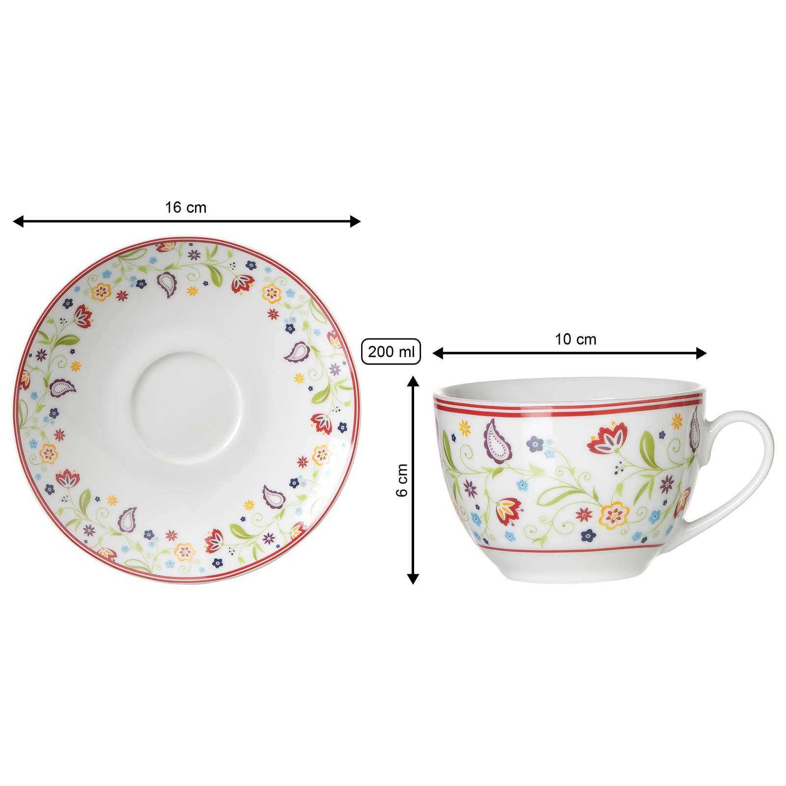 Ritzenhoff & Breker Kaffeetassen mit Untertassen Shanti 220 ml 6er Set