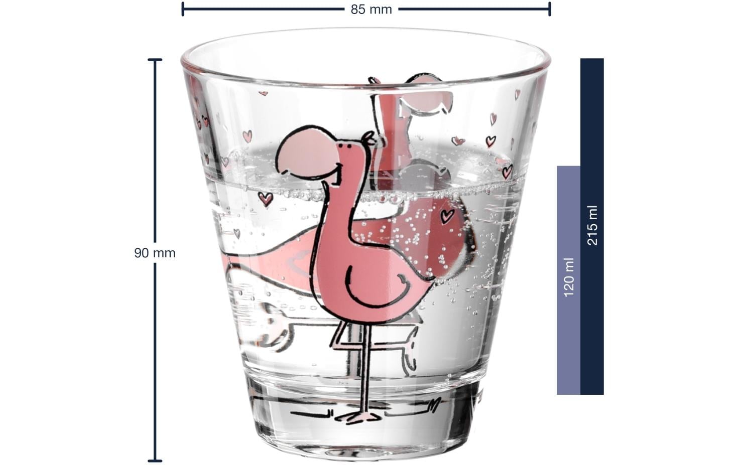 Kindertrinkglas Bambini Flamingo, 215 ml, 6 StückTrinkgläser Set für Kinder