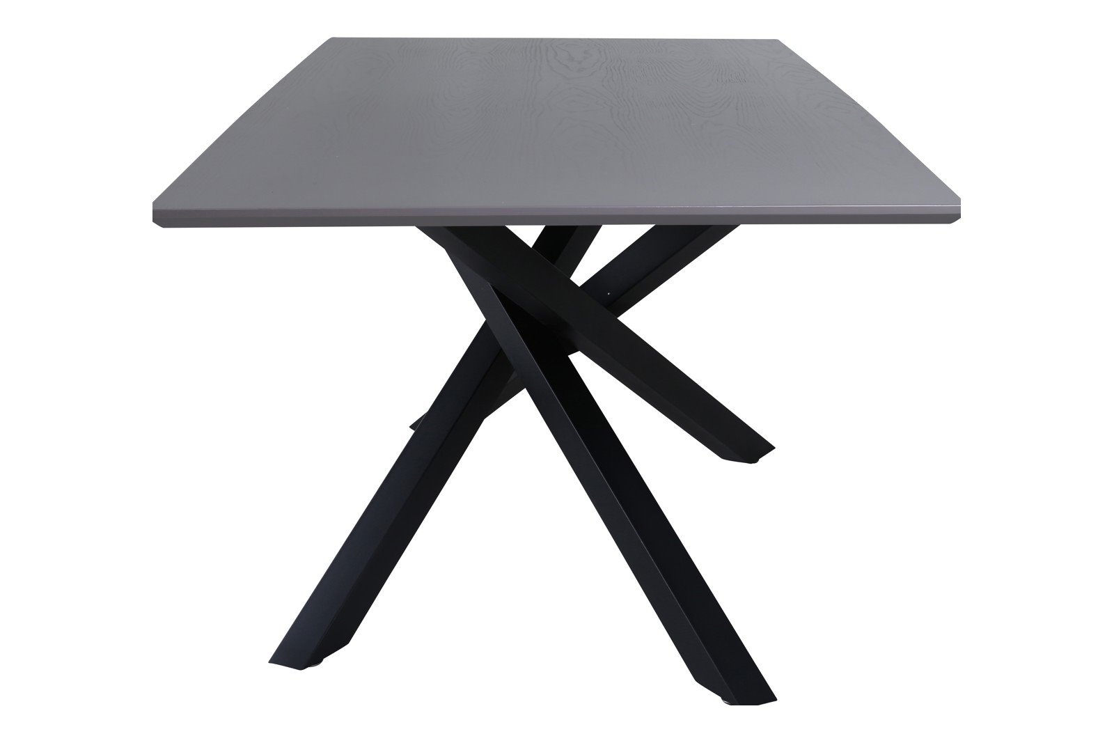 Piazza spisebord Grå spisebordplate i finér med sorte kryssben i metall.