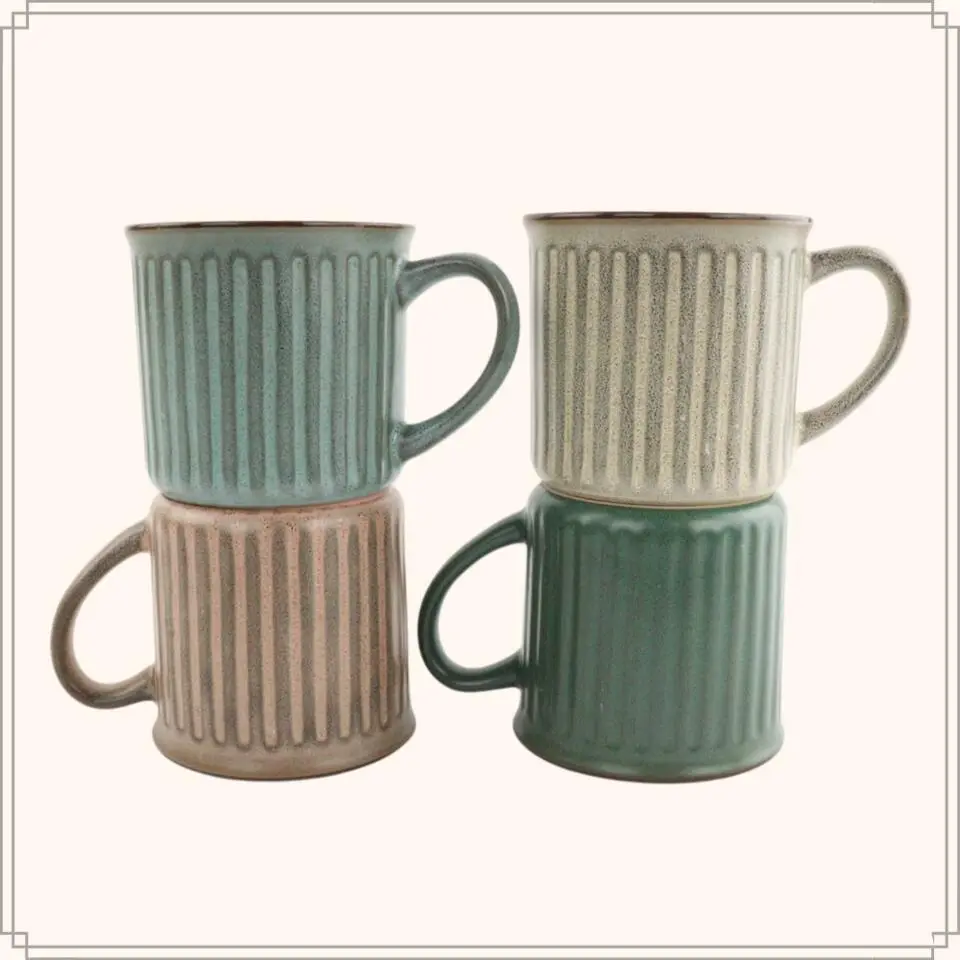 OTIX Koffiekopjes met Oor Koffietassen Set van 8 Aardewerk 250 ml MOSS