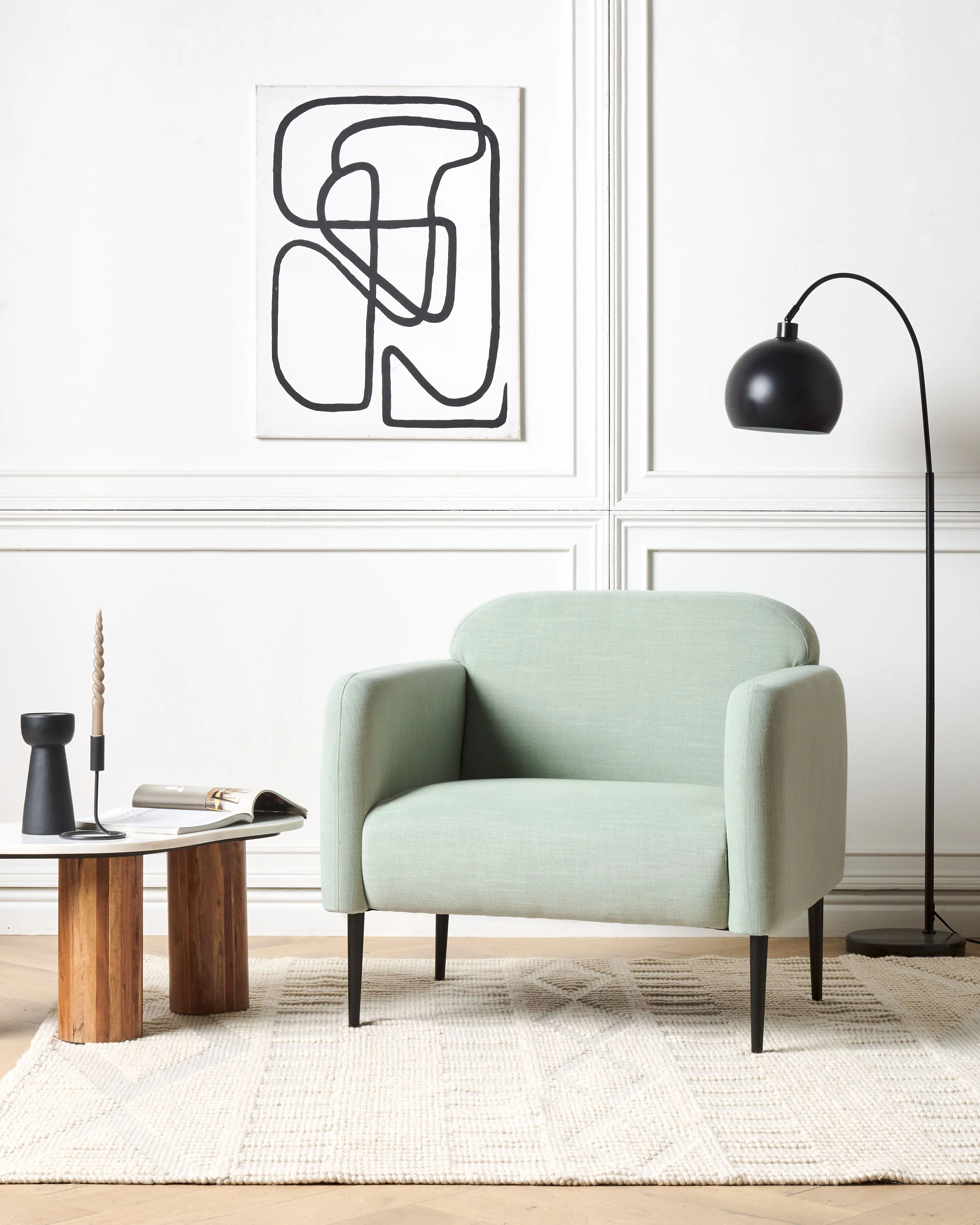 Fauteuil STOUBY Linnen Lichtgroen