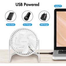 Ventilateur de bureau USB, 40 dB, blanc