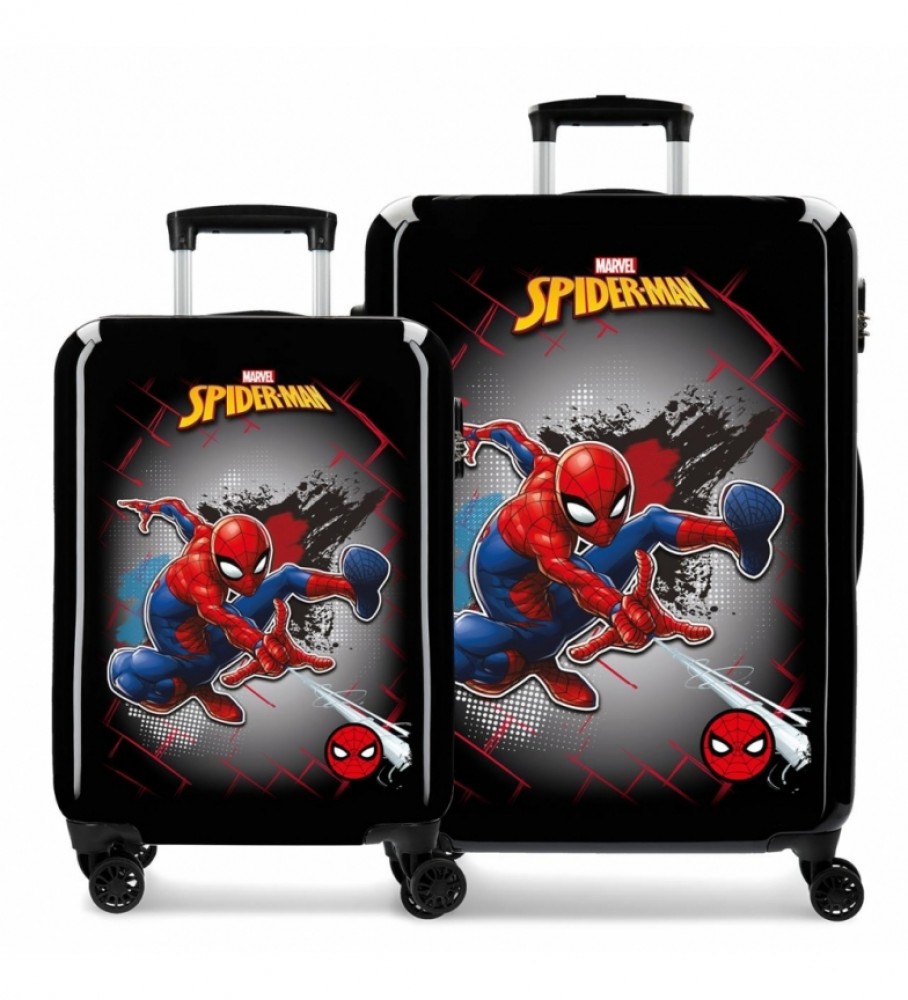 Conjunto de malas rígidas Joumma Bags Homem-Aranha vermelhas, pretas - 38x55x20cm -