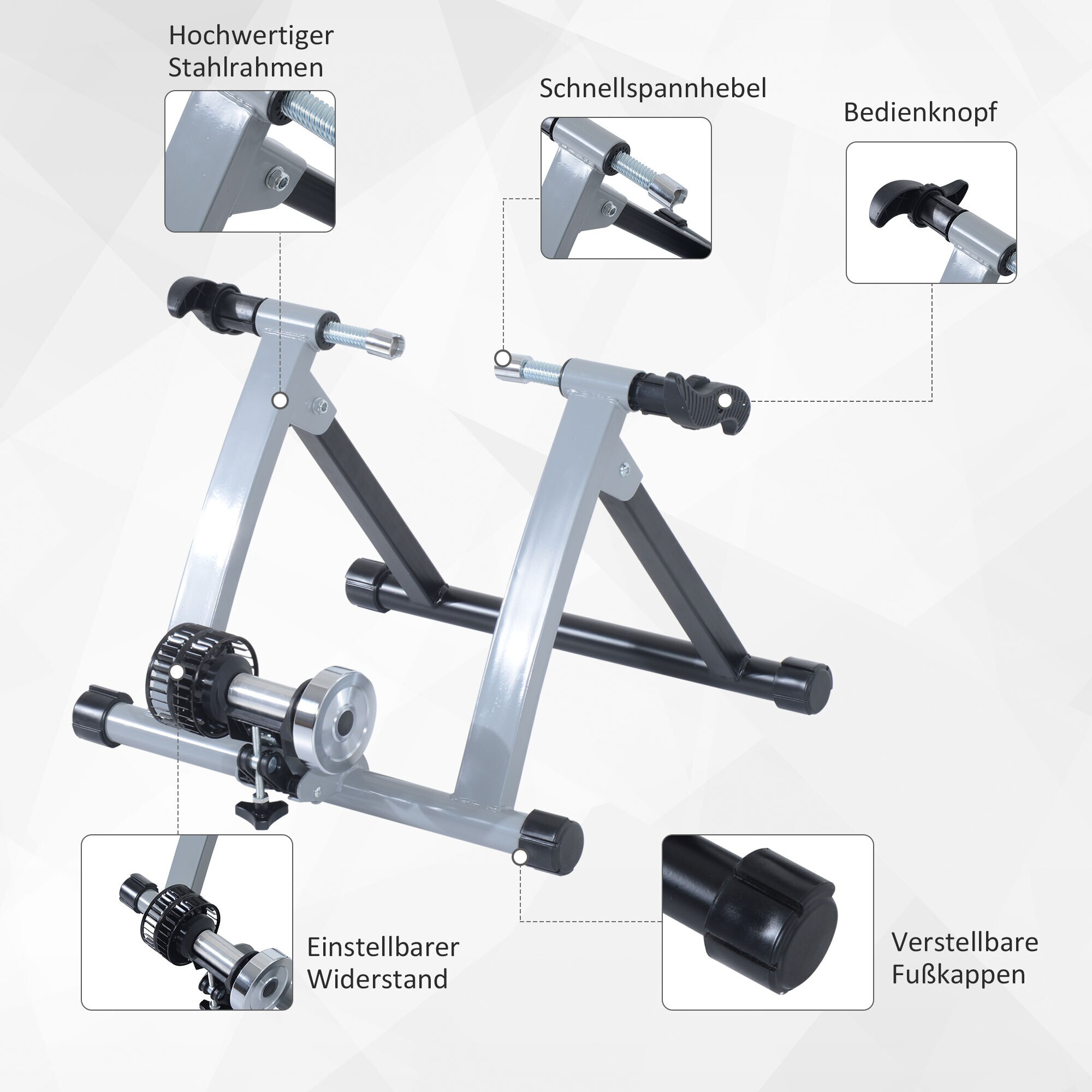 HOMCOM Heimtrainer mit Luftwiderstandsbremse silber, schwarz 39,1 x 54,5 x 47,2 cm (LxBxH)